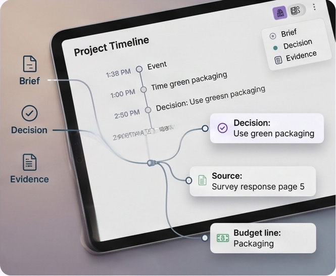 Digital thread linking decisions to evidence